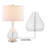 Belmonte 23" Modern Clear Water Glass Table Lamp with White Linen Shade and Polished Nickel Base-93632264