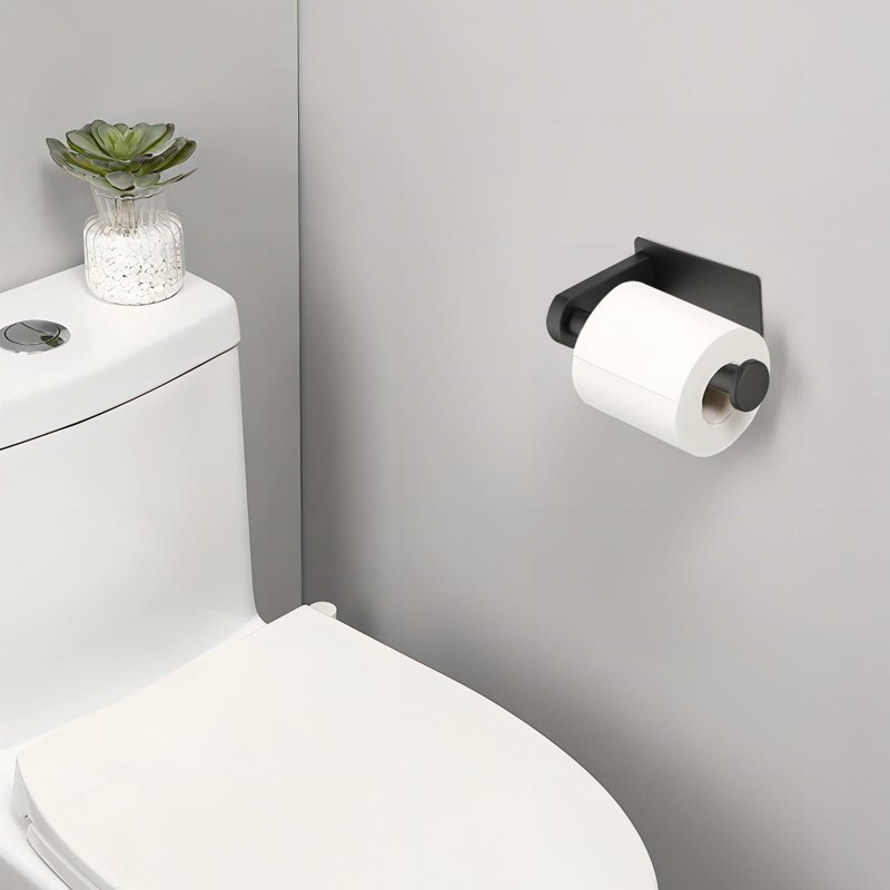 Porte-papier hygiénique mural auto-adhésif Snaith, Noir mat