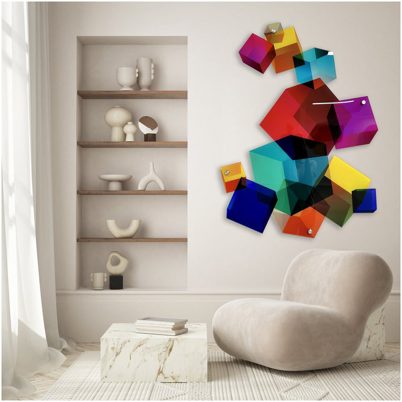 Cube imprimé, art moderne sur acrylique
