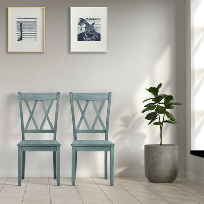 Aloyzas 46 cm H Solid Wood Slat Back Side Chair in Green
