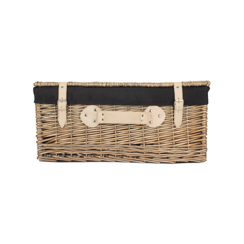 Wicker Hamper with Lining, 26cm H x 56cm W x 37cm D, Antique Wash/Black