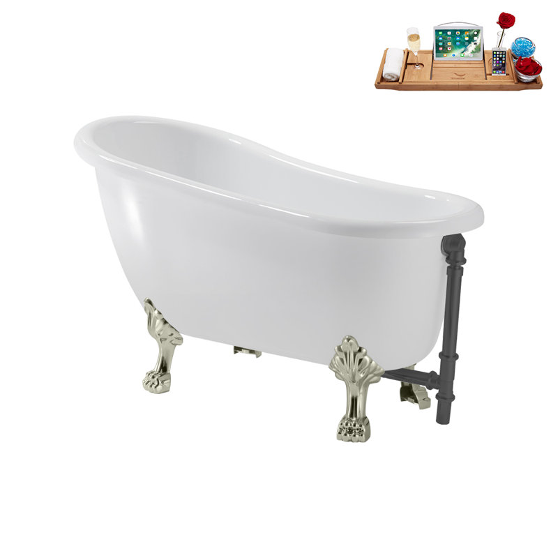 53.1'' x 25.6'' Soaking Acrylic Bathtub, Brushed Nickel, Brushed Gun Metal