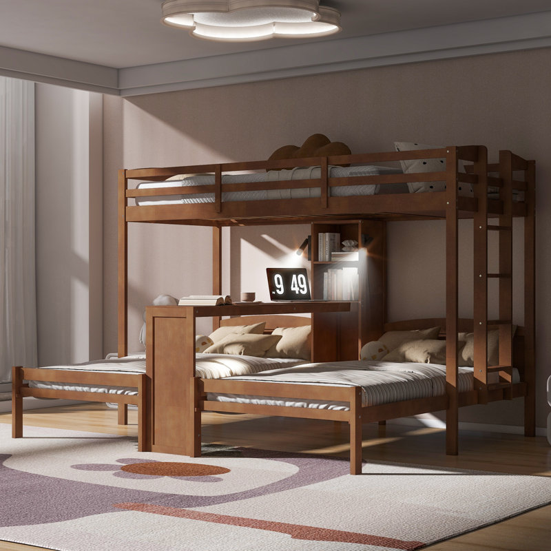 Lit en bois multifonctionnel peu encombrant avec bureau et rangement, idéal pour la maison