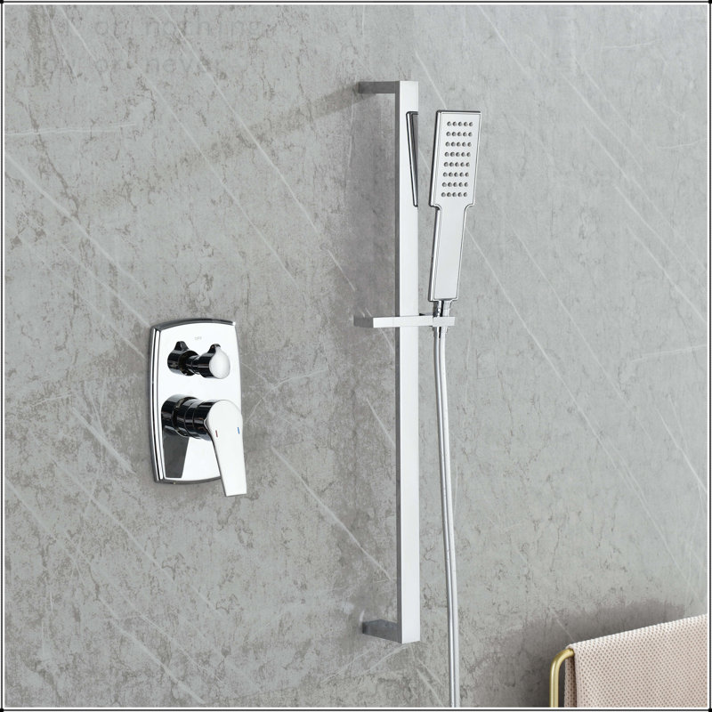 Wall Mounted Rain Shower System with Handheld and Slide Bar