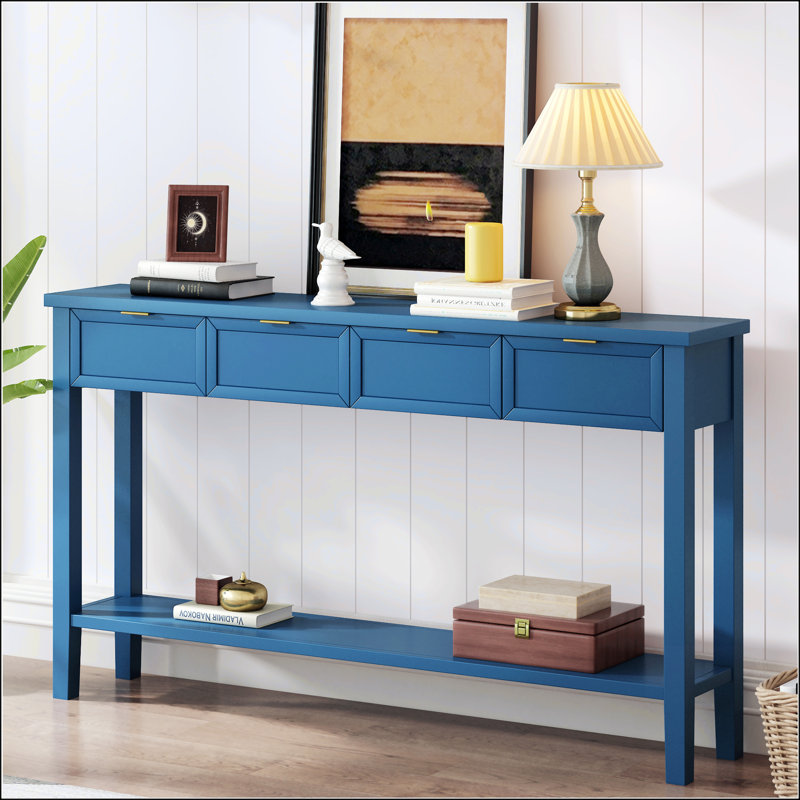 Console contemporaine de haute qualité avec 4 tiroirs spacieux, Marine