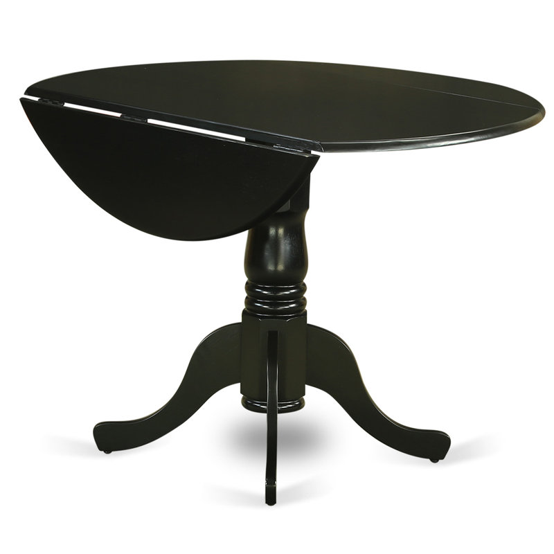 L'ensemble de table de cuisine 3 pièces comprend une table de salle à manger ronde avec Dropleaf et 2 chaises de salle à manger Parson en similicuir, 42 x 42 pouces, noir
