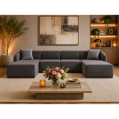 4 Seater Velvet Sofa & Chaise