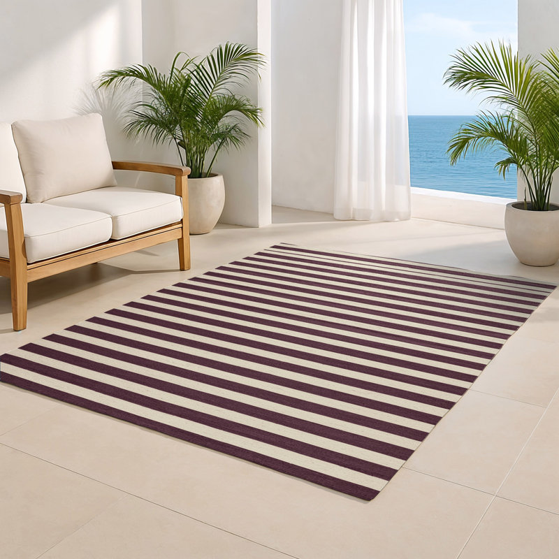 HorizontalStripes Beige Indoor and Outdoor Area Rug, Rectangle 2' x 3'