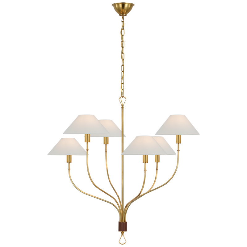Griffin 6 - Light Chandelier, Hand-Rubbed Antique Brass