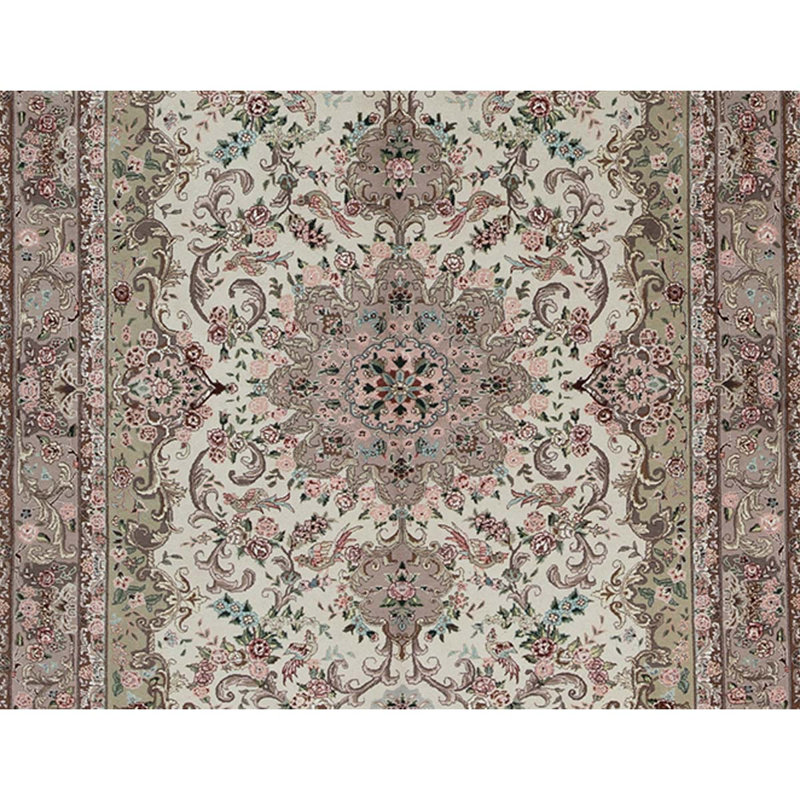 Tapis unique en laine noué à la main de qualité supérieure de 6 pi x 9 pi en brun / gris / beige
