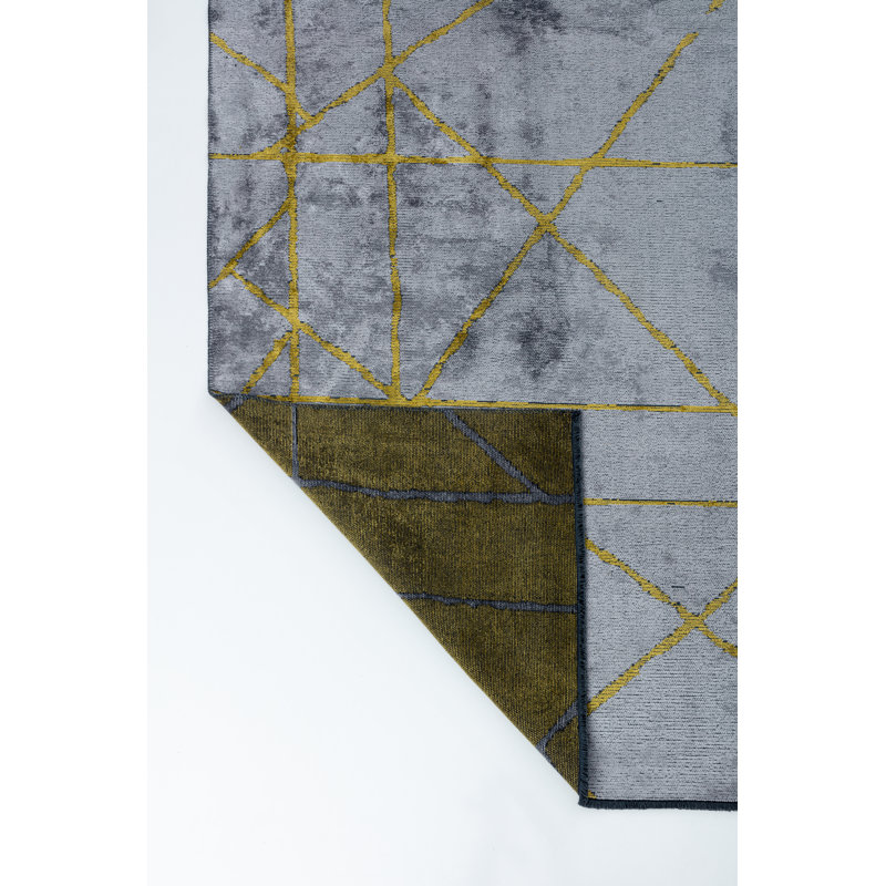 Rapture Gray/Yellow Abstract Luxury Area Rug, Rectangle 7'10" x 9'10"