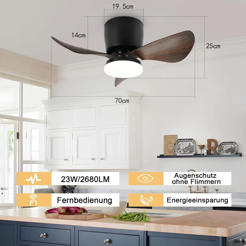 Ceiling Fan, Matte Black, Brown