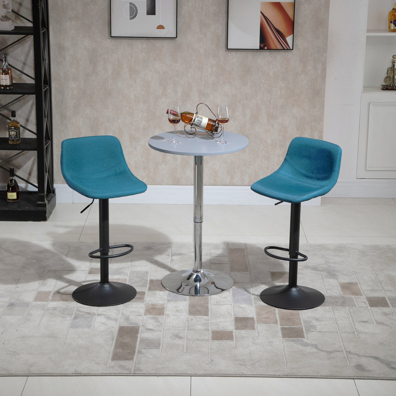 Ensemble de 2 tabourets de bar réglables, chaises de bar pivotantes avec dossier pour la cuisine, le comptoir et le bar à domicile, bleu
