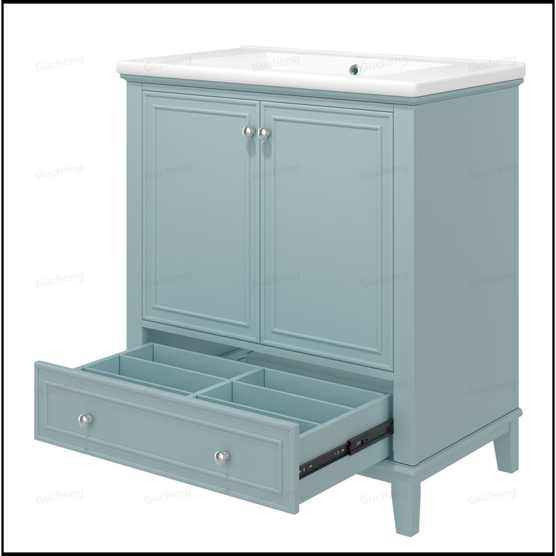 Meuble-lavabo 30 po avec lavabo, Vert clair