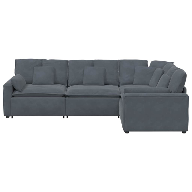  Canapé modulaire en velours gris foncé (100% polyester), mousse, métal