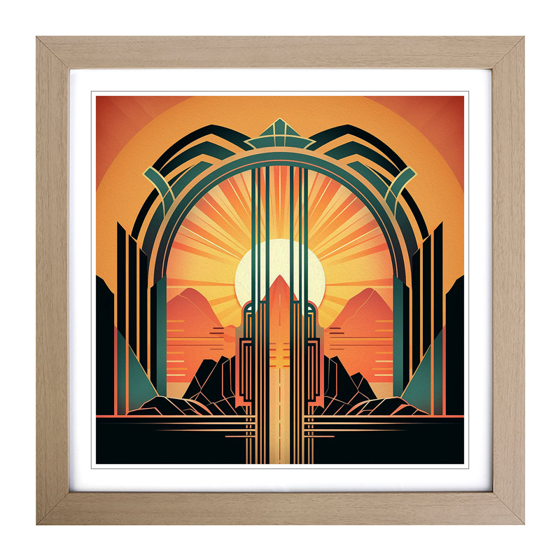 Sunrise Art Deco No.13 - Framed Print, Oak