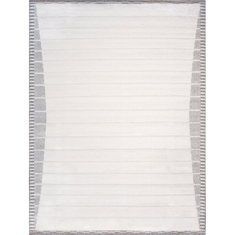 Sutton Polypropylene Ivory/Grey Area Rug, Rectangle 10' 0" X 14' 0"