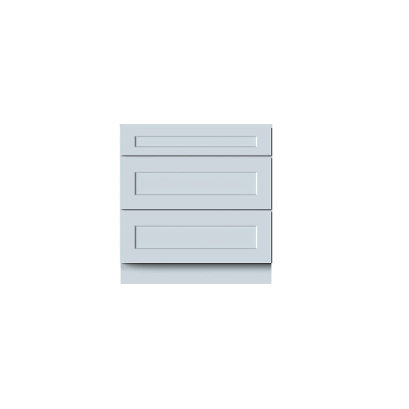 Armoire inférieure à 3 tiroirs DL Cabinetry (prête à assembler) de style Shaker l 33 po x H 34,5 po x P 24 po - gris tourterelle