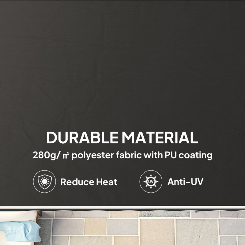 Outsunny 250cm W x 200cm D Polyester Cover Retractable Patio Awning, Black