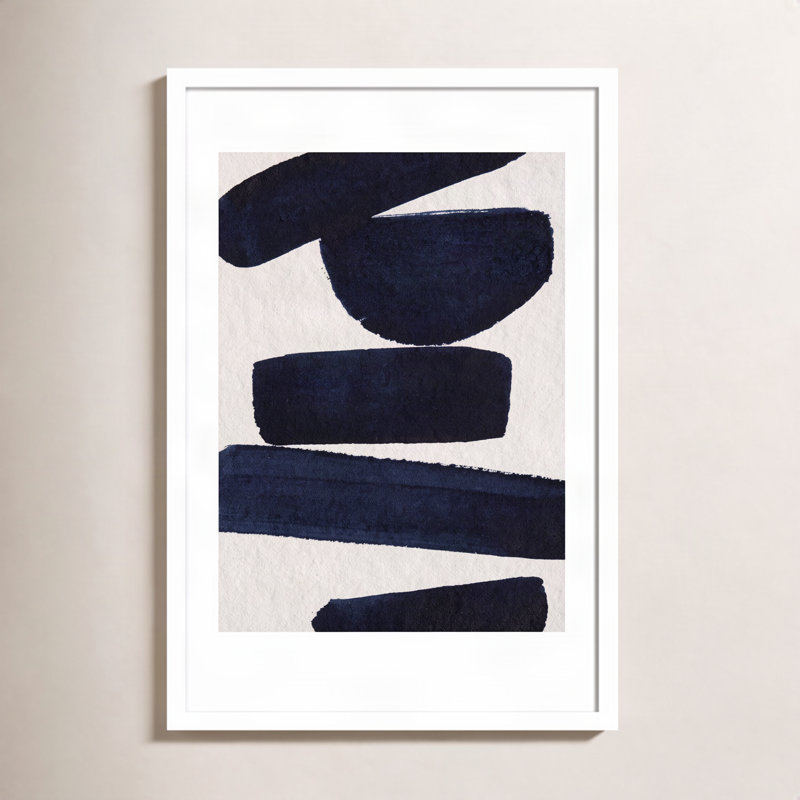 «Japonaise 5» par Simon West - Reproduction d'art graphique sur papier encadré, H 26 po x l 17 po, Blanc