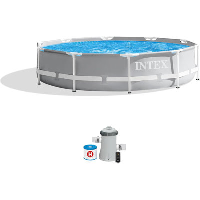 Ensemble de piscine hors-terre à structure métallique 28211EH: Comprend une pompe filtrante à cartouche de 53 GPH - Matériau résistant à la perforation - Résistant à la rouille - Capacité de 1718 gallons