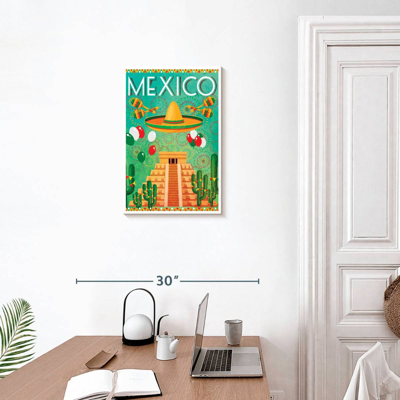 Affiche rétro Mexique, Mexique, H 24 po x l 16 po