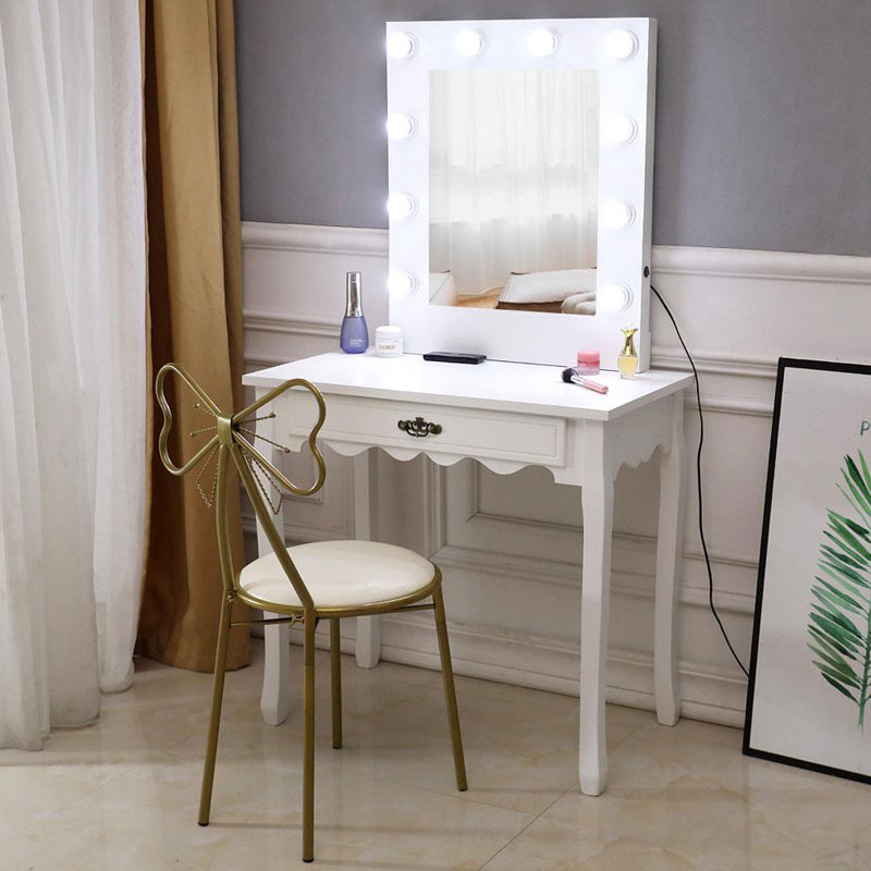 Tabouret de coiffeuse Bunceton, Blanc
