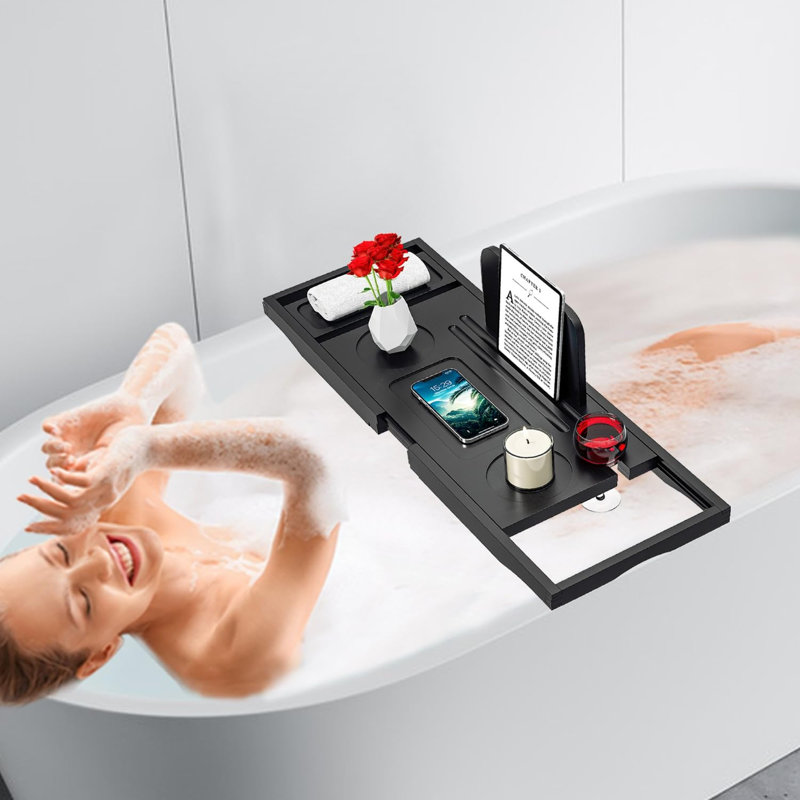 Bath Tray Expandable, Matte Black