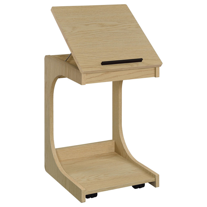 Table d'appoint en forme de C avec roulettes en chêne clair Ralston, Chêne clair