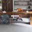Bureau en bois massif noyer avec 2 tiroirs-941720786-941720782