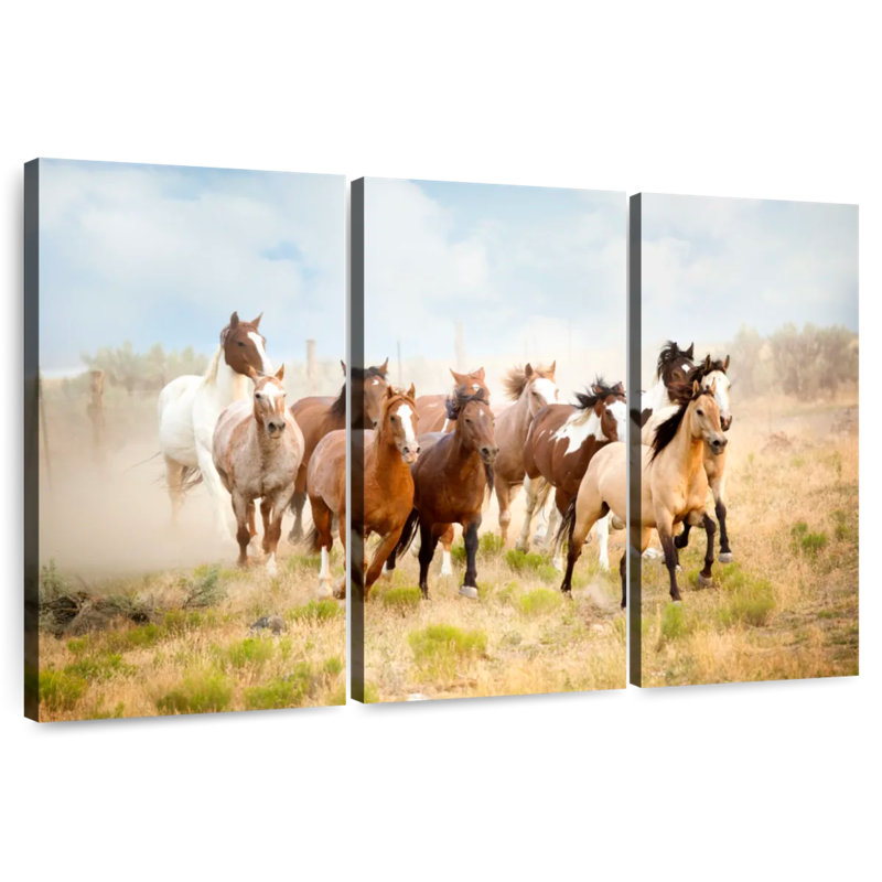 Troupeau de chevaux de campagne, H 42 po x l 65 po
