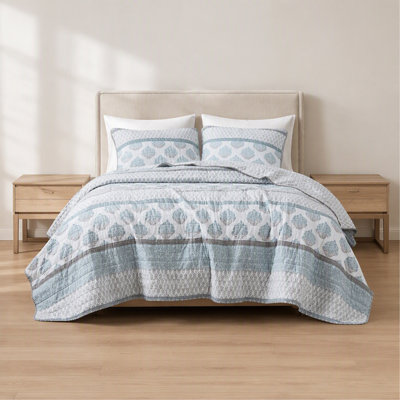 3-Piece Full/Queen Quilt Set,Aqua
