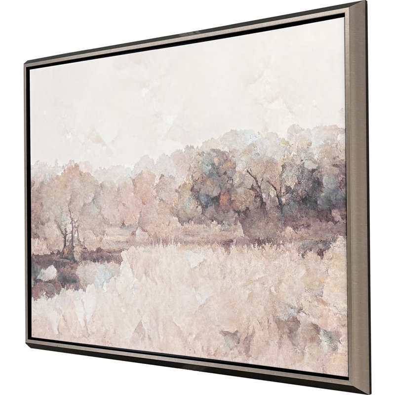 Serene Landscape Abstract on Canvas with Champagne Gold Frame