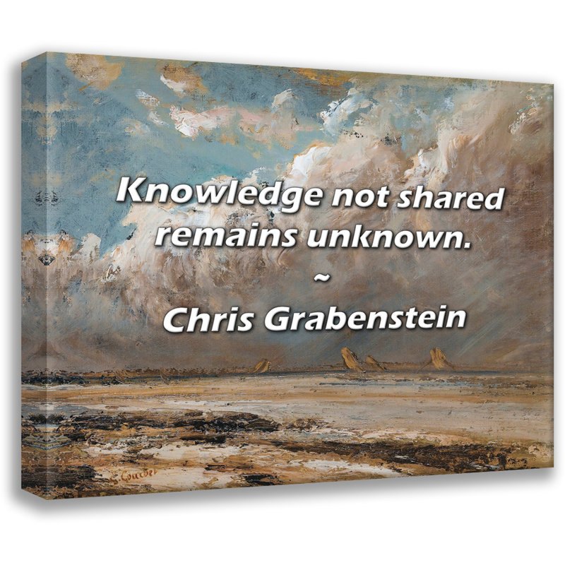 Chris Grabenstein Quote: Knowledge not shared remains unknown., 20" H x 24" W