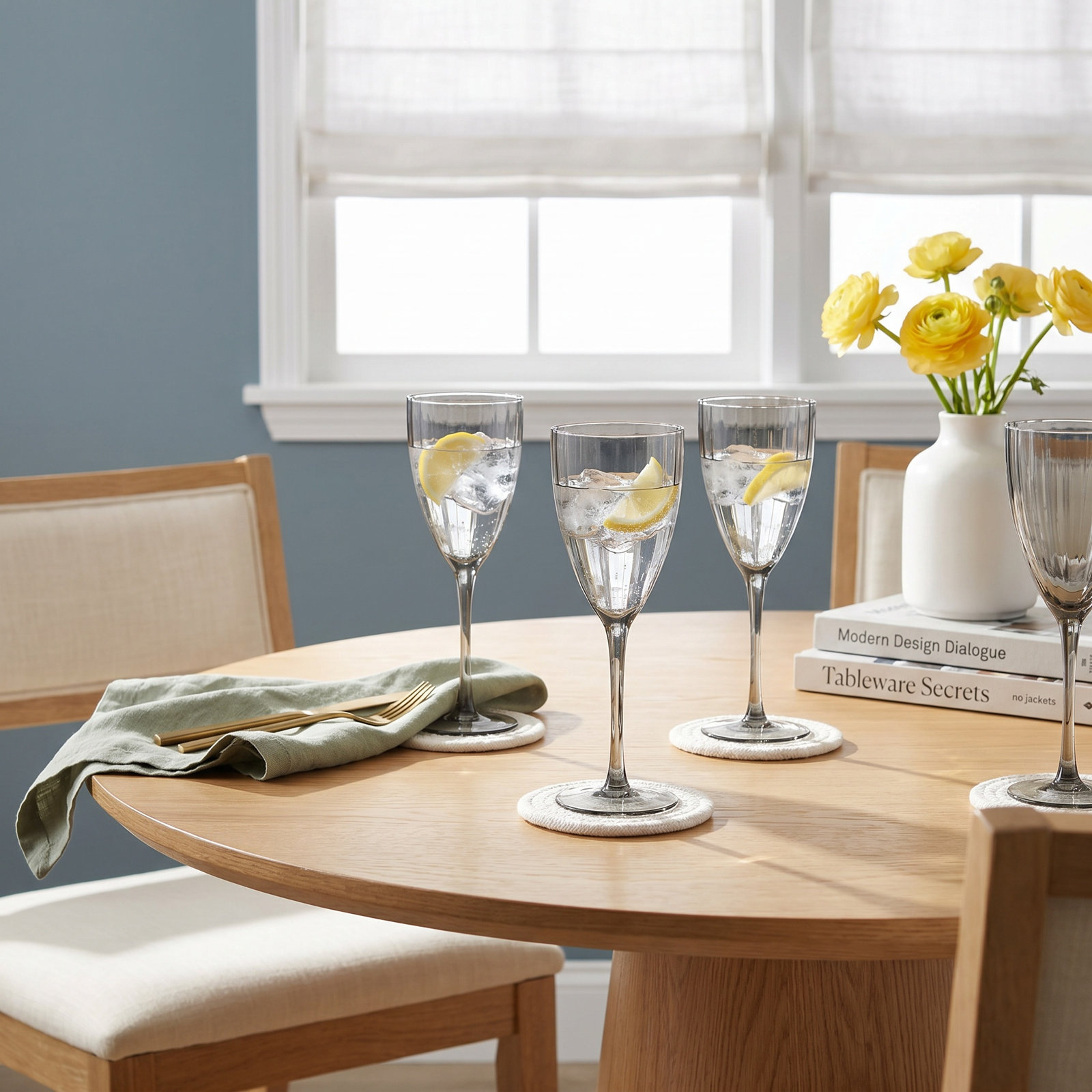 Boulder Ribbed White Wine Glass, Smoke