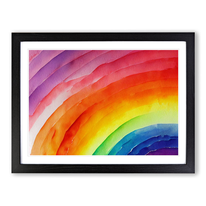 Watercolour Rainbow Vol.3 Abstract - Single Picture Frame Print, Black, 46cm H x 64cm W