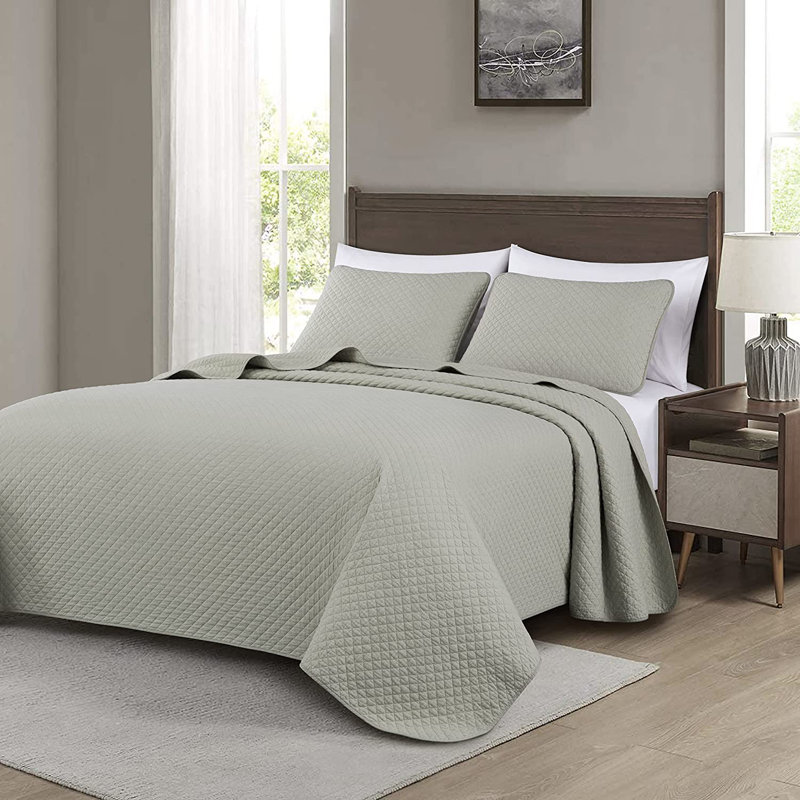 Solid Color Cotton Quilt Cotton Quilt, Queen Quilt + 2 Standard Shams, White