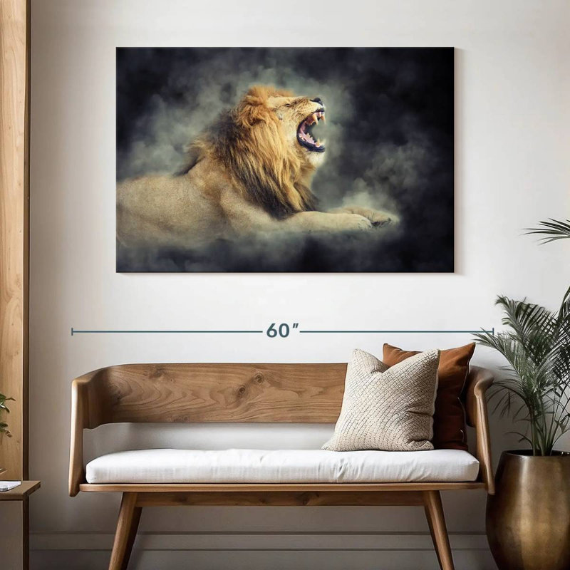 Lion sauvage brumeux Brampt, H 32 po x l 48 po