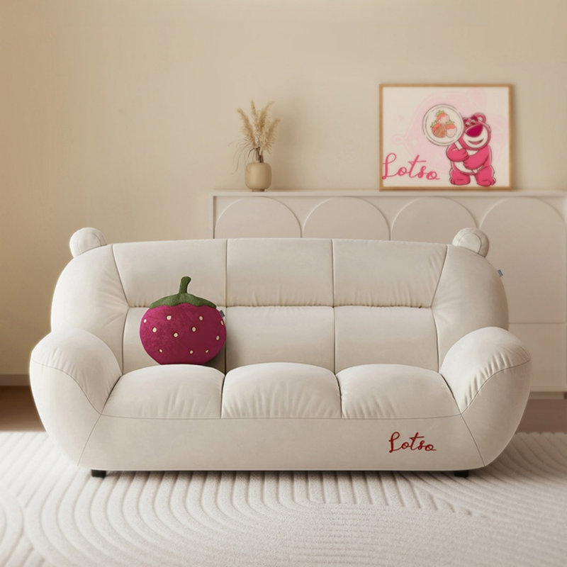 Simple Cream-style Off-white Double-seater Sofa