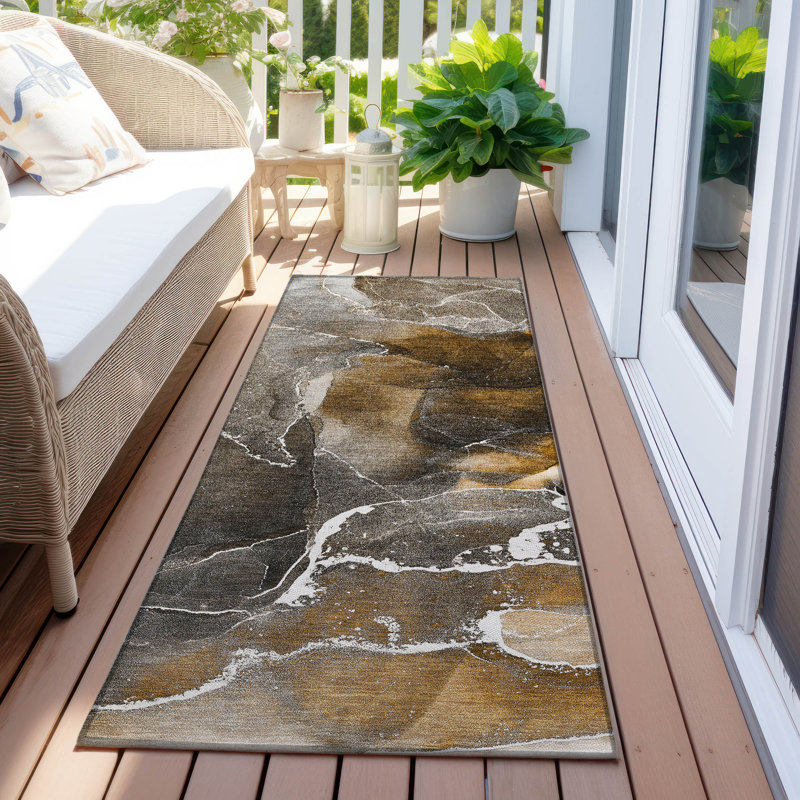 Kyrie Washable Abstract Indoor / Outdoor Rug, Runner 2'3" x 7'6"