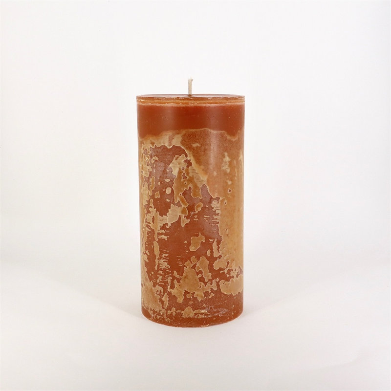 Bougie cylindrique sans parfum, Cognac, H 12,5 po x l 6 po x P 6 po