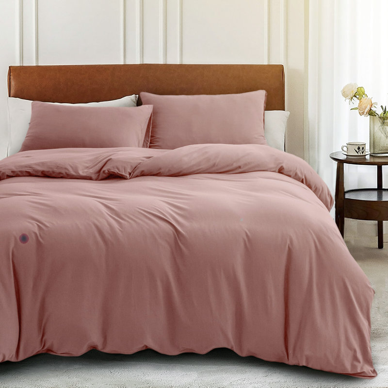 Queen Petal Pink Jersey Cotton Duvet Cover Set