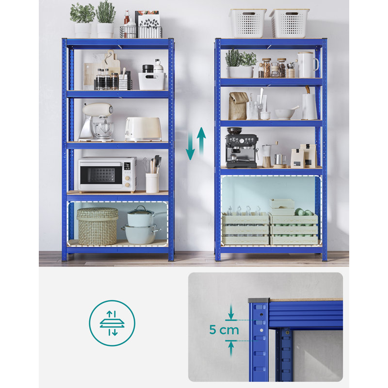 Kris Metal Height -Adjustable Shelving Unit, Blue, 200cm H x 40cm W x 90cm D
