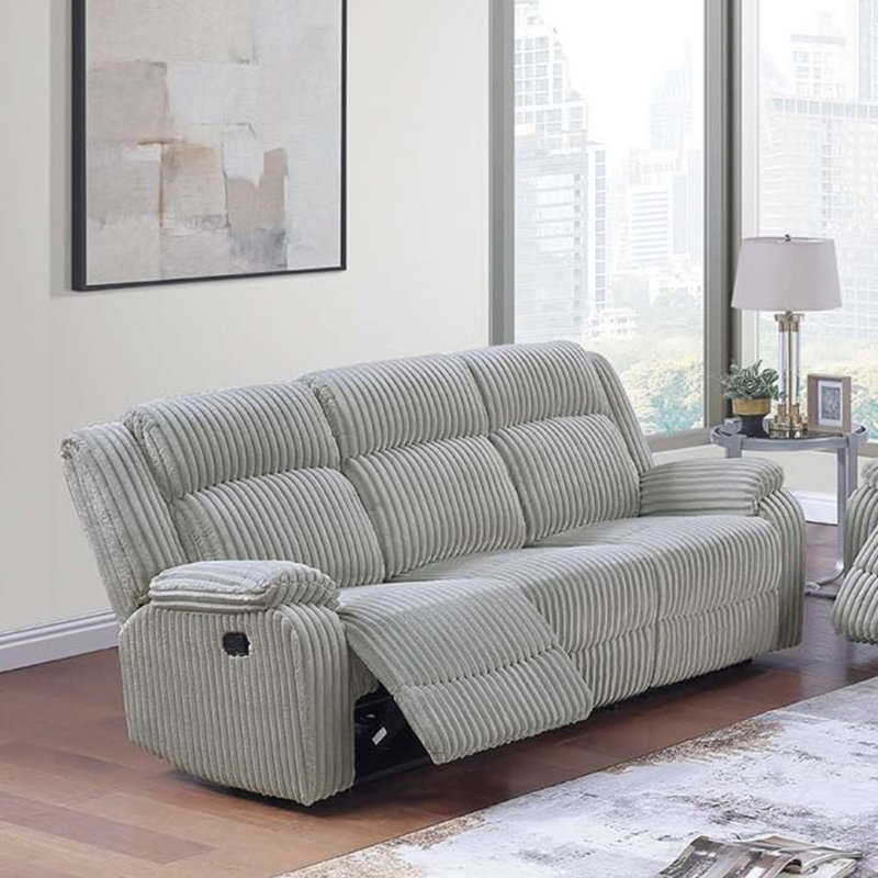 Causeuse en velours côtelé 1pc, Bois de frêne gris