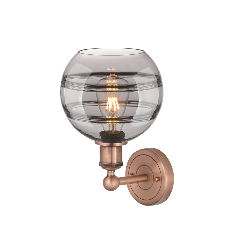 Applique murale 8 lumières Edison Bienes, Gris fumée clair, H 12,13 po x l 8 po x P 8,5 po, Cuivre antique