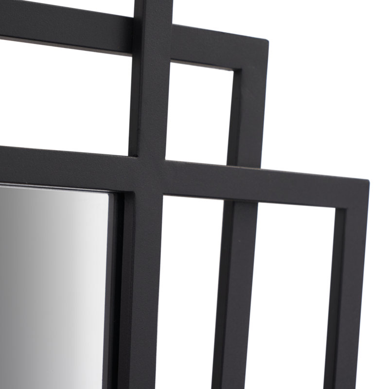 Iron Rectangle Wall Mirror, Black
