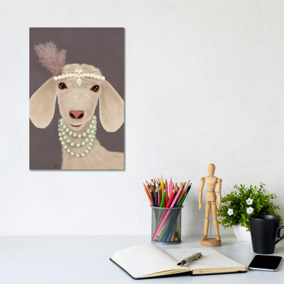 Posh White Goat by Fab Funky - Wrapped Canvas Gallery-Wrapped Canvas Giclée