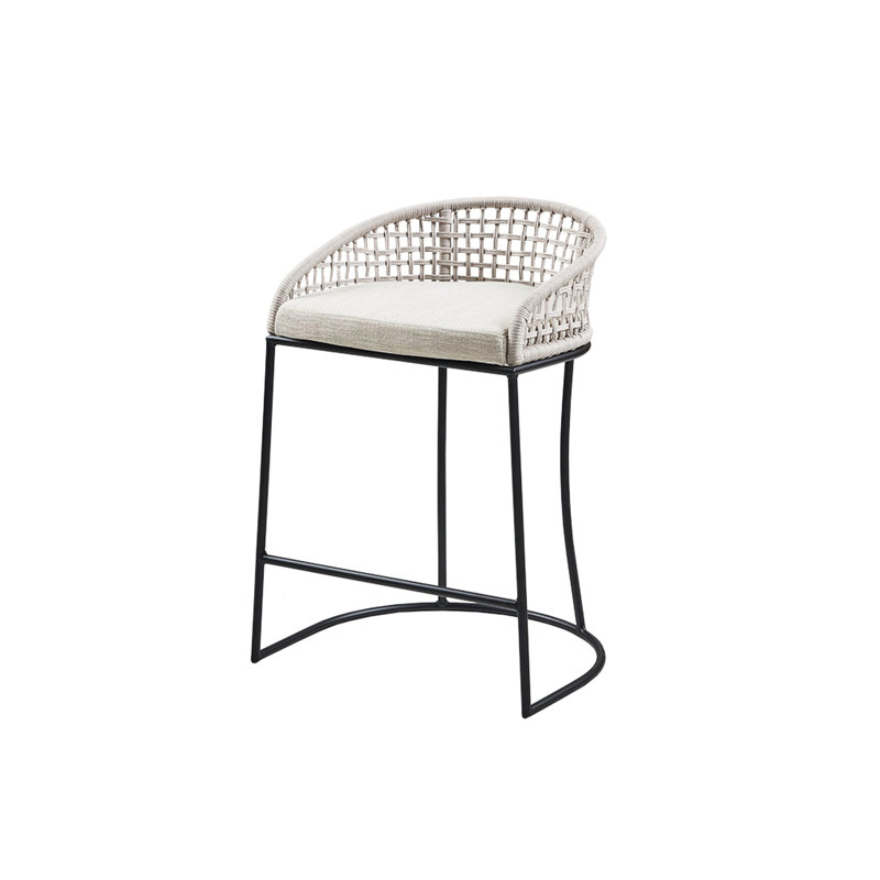 Tabouret de comptoir tissé de 25 po: assise rembourrée texturée et base en métal avec tabouret de 25 po