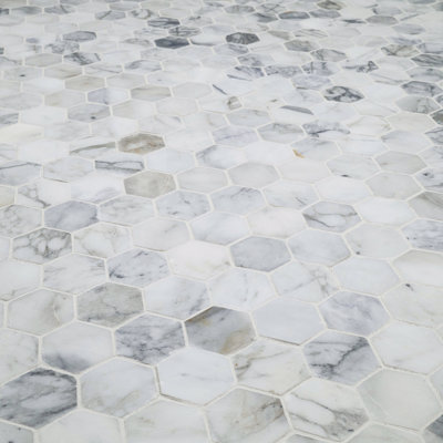Venatino Elysia Hexagon 12 in. x 12 in. Honed Marble Mosaic Floor and Wall Tile