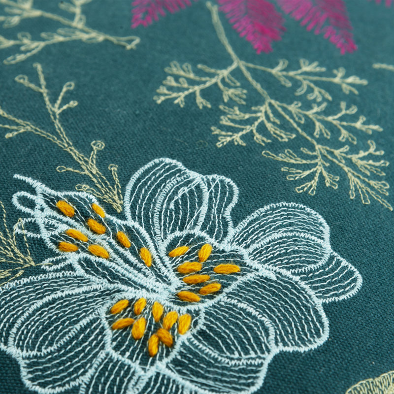 Embroidered Cotton Throw Pillow